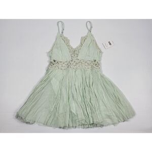NWT‎ Free People Womens XS Ilektra Sleeveless Crochet Mini Dress Mint F16Y03406